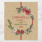クリスマスリース、タイポグラフィ紙テクスチャ ワインラベル (シングルラベル)