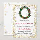 クリスマスリース、ダイヤモンドと星 招待状 (正面/裏面)