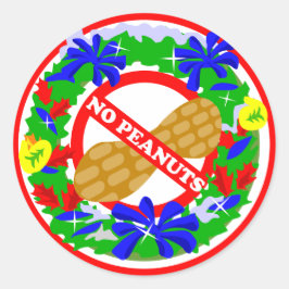 クリスマスリース ノーピーナッツステッカー ラウンドシール