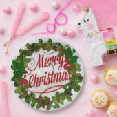 クリスマスリース、フェスティバル休日の色 ペーパープレート (パーティー)