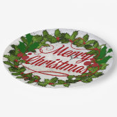 クリスマスリース、フェスティバル休日の色 ペーパープレート (アングル)