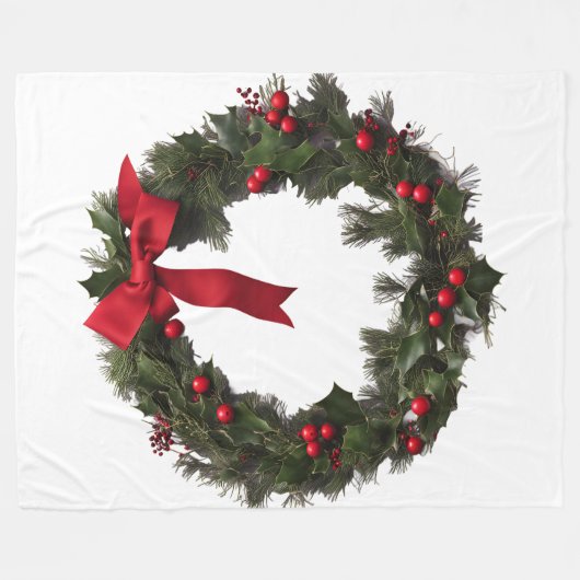 クリスマスリース フリースブランケット (正面(横))