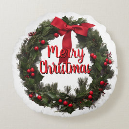 クリスマスリース フリースブランケット ラウンドクッション