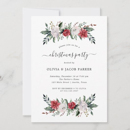 クリスマスリース |フローラクリスマスパーティー 招待状 (正面)