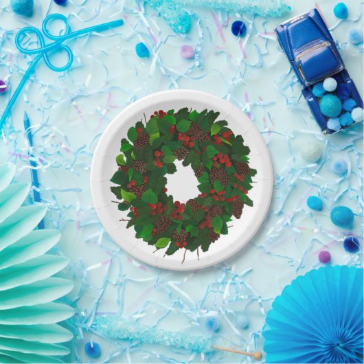 クリスマスリース ペーパープレート (パーティー)