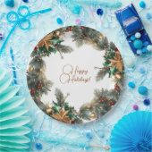 クリスマスリース ペーパープレート (パーティー)