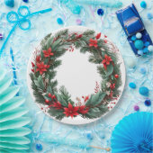 クリスマスリース ペーパープレート (パーティー)