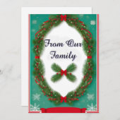 クリスマスリース（ホリーベリーとリボン） シーズンカード (正面/裏面)