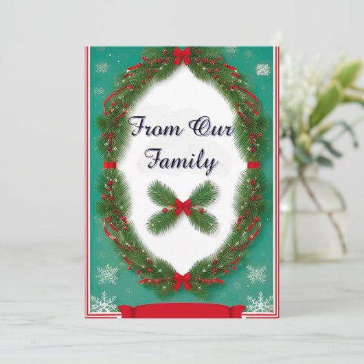 クリスマスリース（ホリーベリーとリボン） シーズンカード (スタンド正面)