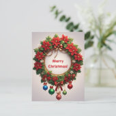 クリスマスリース🎄✨ポインセチア ゴージャスな輝き ポストカード (スタンド正面)