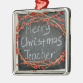 **クリスマスリース/メリークリスマス**先生 メタルオーナメント (左)
