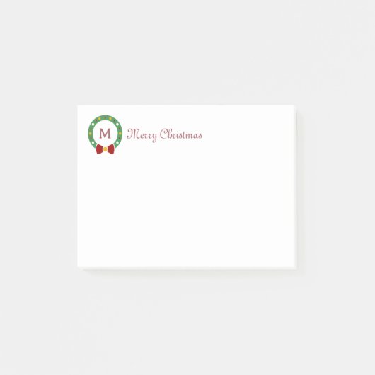 クリスマスリース&モノグラムレター ポストイット (正面)