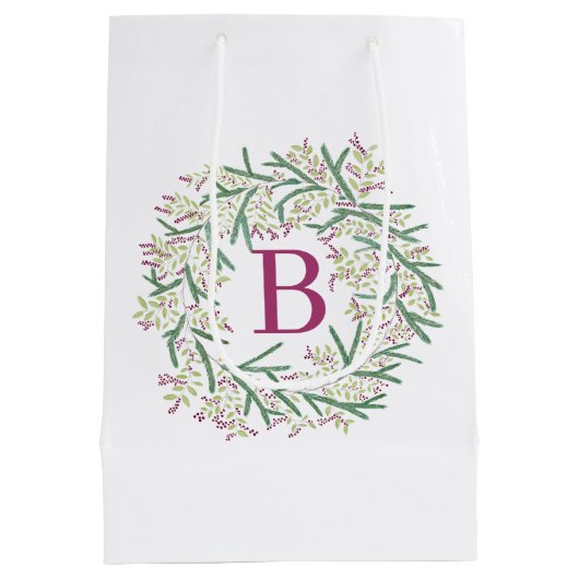 クリスマスリース(モノグラム) ミディアムペーパーバッグ (裏面)