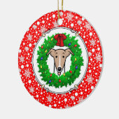 クリスマスリース&ライツウィペット – Fawn & White セラミックオーナメント (左)