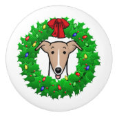 クリスマスリース&ライツウィペット – Fawn & White セラミックノブ (正面)