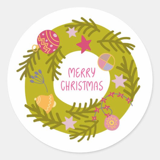 クリスマスリース ラウンドシール (正面)