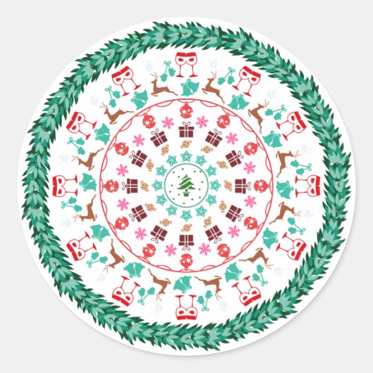 クリスマスリース ラウンドシール (正面)
