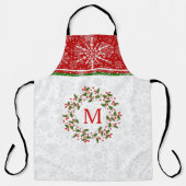 クリスマスリース&レッドストライプ&スノーフレーク エプロン (正面)