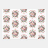 クリスマスリース、レッドハッピーホリデー3枚の写真 ラッピングペーパーシート (正面2)