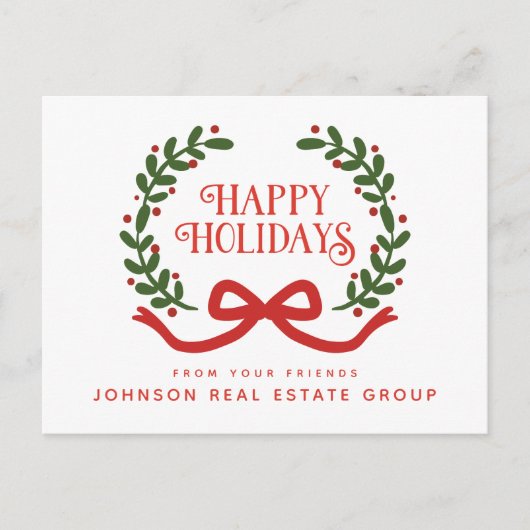 クリスマスリース | 休日の挨拶 ポストカード (正面)