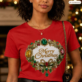 クリスマスリース 宝石 ホリデー飾り Tシャツ