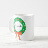 クリスマスリース（弓あり） コーヒーマグカップ (正面左)