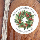 クリスマスリース 手作り食品ギフトラベル ラウンドシール