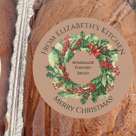 クリスマスリース 手作り 食品 ギフト ブラウン ラウンドシール