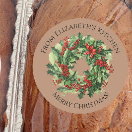 クリスマスリース 手作り 食品 ギフト ブラウン ラウンドシール