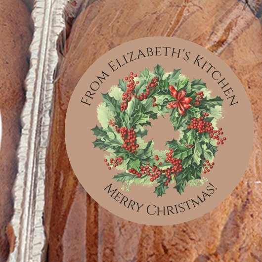 クリスマスリース 手作り 食品 ギフト ブラウン ラウンドシール