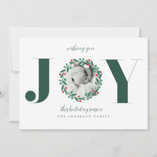 クリスマスリース 新生児お知らせカード 招待状 (正面)