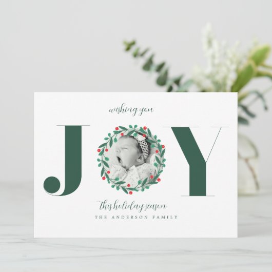 クリスマスリース 新生児お知らせカード 招待状 (スタンド正面)