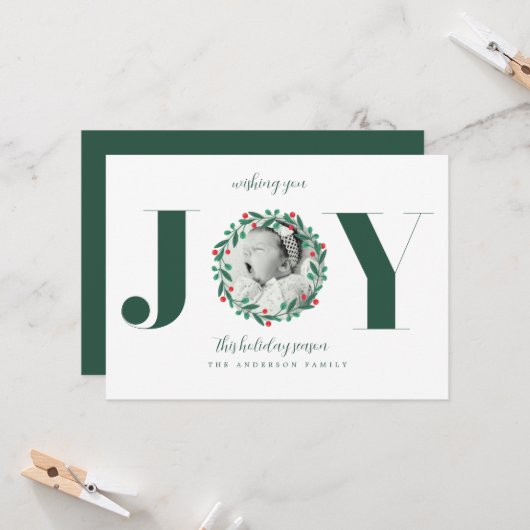 クリスマスリース 新生児お知らせ 招待状 (正面/裏面インサイチュ)