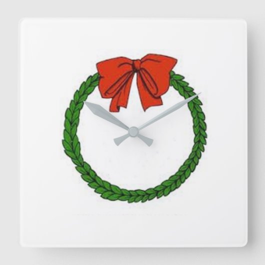 ****クリスマスリース****時計 スクエア壁時計 (正面)