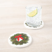 クリスマスリース、松のコーンと赤い弓 コースター (側面)