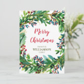 クリスマスリース 水彩 記念日 家族の名前 シーズンカード (スタンド正面)