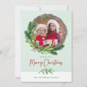 クリスマスリース 現代の写真 シーズンカード (正面)