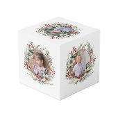 クリスマスリース，白い花，果実の写真cu フォトキューブ (裏面アングル)