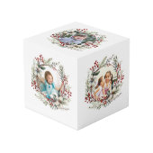 クリスマスリース，白い花，果実の写真cu フォトキューブ (正面アングル)