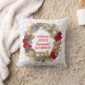 クリスマスリース | 祝 JESUS White クッション (ブランケット)