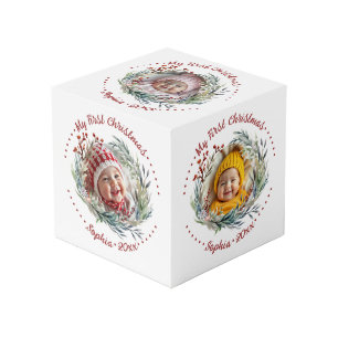 クリスマスリース、緑、果実のフォトキューブ フォトキューブ