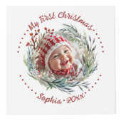 クリスマスリース、緑、果実のフォトキューブ フォトキューブ (正面)