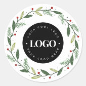 クリスマスリース＆貴社のロゴはこちら 業務用 ラウンドシール (正面)