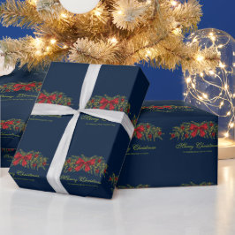クリスマスリース 赤いリボンと飾りボール付き ラッピングペーパー