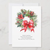 クリスマスリース 赤いリボン ホーリー ホリデー カード (正面)