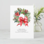 クリスマスリース 赤いリボン ホーリー ホリデー カード (スタンド正面)