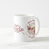 クリスマスリース、赤い花と果実の写真 コーヒーマグカップ (正面右)