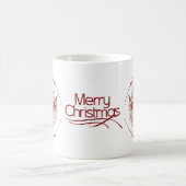 クリスマスリース、赤い花と果実の写真 コーヒーマグカップ (中央)