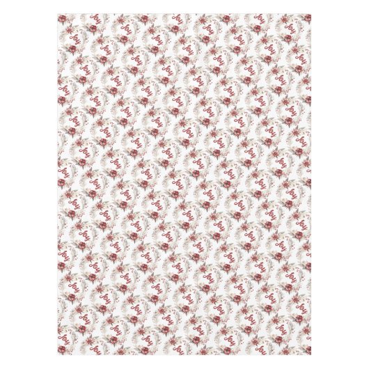 クリスマスリース、赤い花と果実 テーブルクロス (正面)