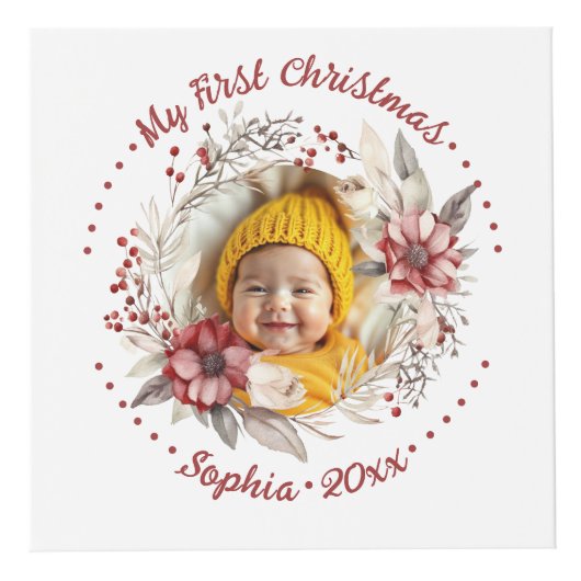 クリスマスリース、赤い花、果実のフォトキューブ フォトキューブ (右)